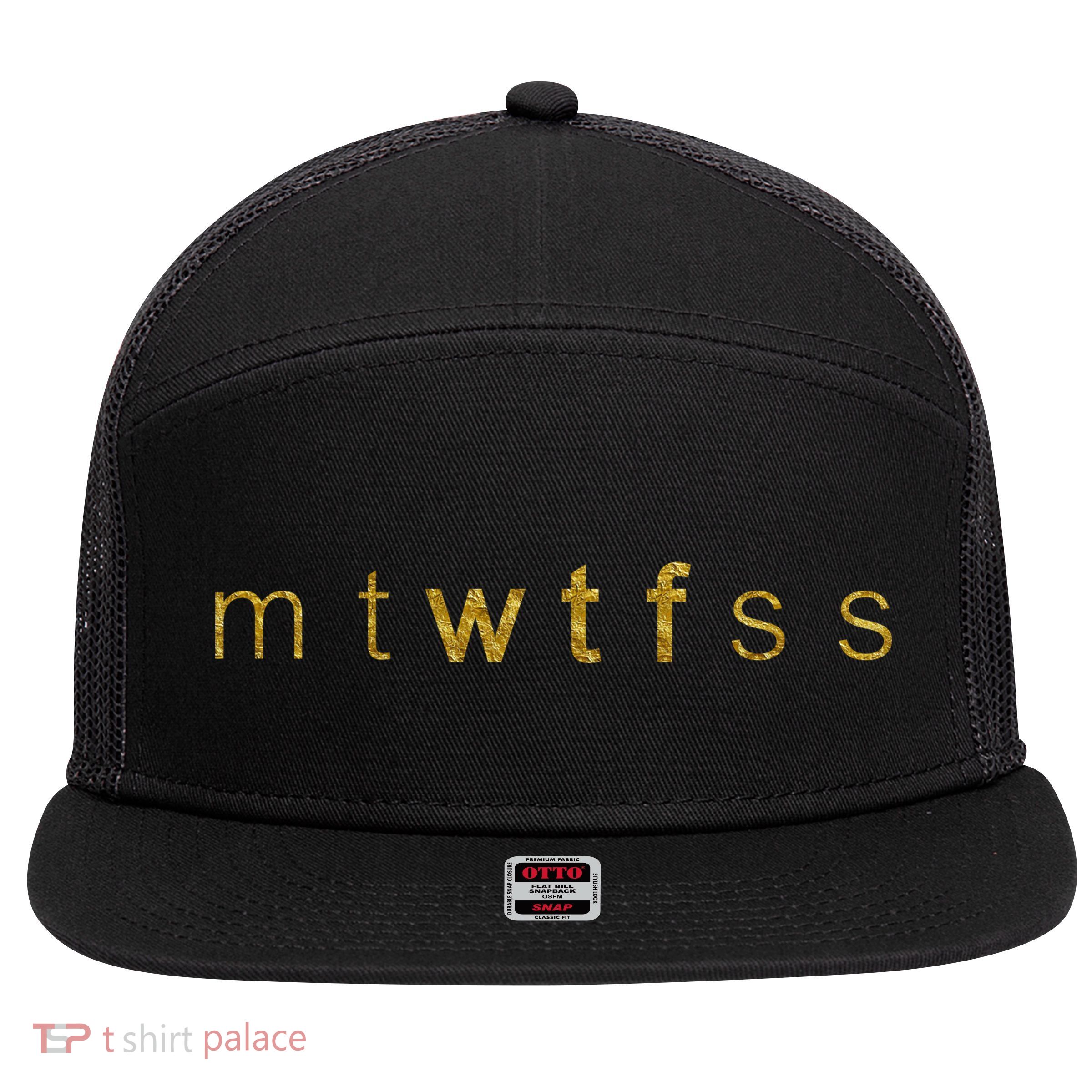 Limited Edition mtWTFss Days of the Week WTF Gold Print 7 Panel Mesh Trucker Snapback Hat