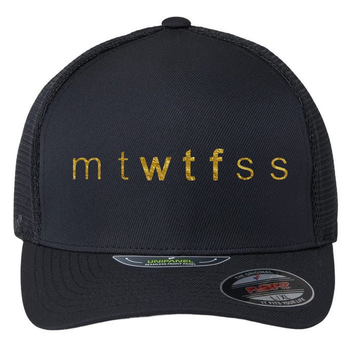 Limited Edition mtWTFss Days of the Week WTF Gold Print Flexfit Unipanel Trucker Cap