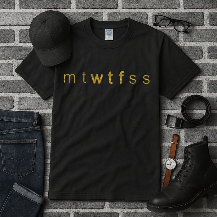 Limited Edition mtWTFss Days of the Week WTF Gold Print Tall T-Shirt