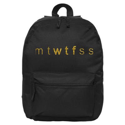 Limited Edition mtWTFss Days of the Week WTF Gold Print 16 in Basic Backpack
