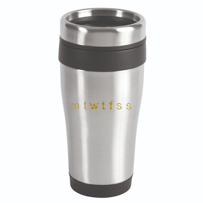 Limited Edition mtWTFss Days of the Week WTF Gold Print 16oz Travel Tumbler