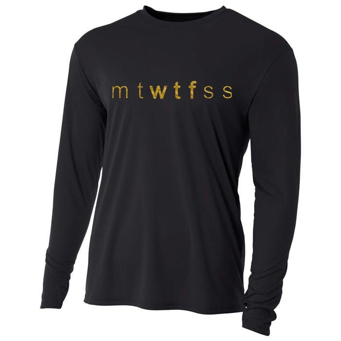 Limited Edition mtWTFss Days of the Week WTF Gold Print Cooling Performance Long Sleeve Crew