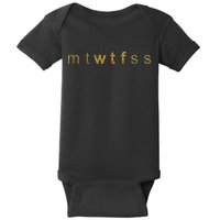 Limited Edition mtWTFss Days of the Week WTF Gold Print Baby Bodysuit