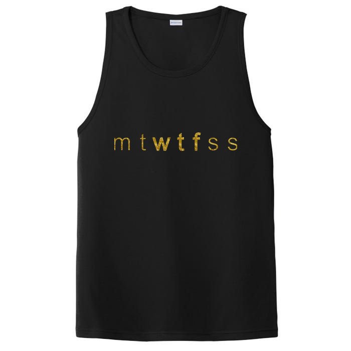 Limited Edition mtWTFss Days of the Week WTF Gold Print PosiCharge Competitor Tank
