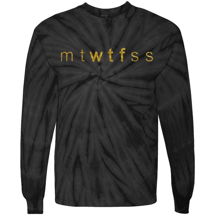 Limited Edition mtWTFss Days of the Week WTF Gold Print Tie-Dye Long Sleeve Shirt