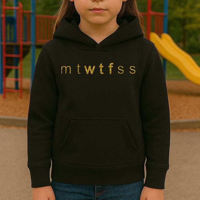 Limited Edition mtWTFss Days of the Week WTF Gold Print Kids Hoodie