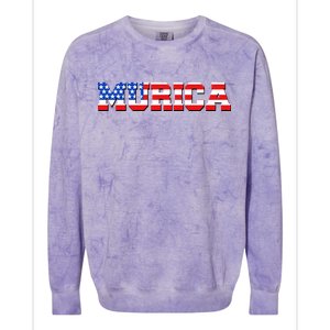 Limited Edition Murica Fourth of July USA Flag Colorblast Crewneck Sweatshirt