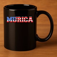 Limited Edition Murica Fourth of July USA Flag 11oz C Handle Ceramic Mug