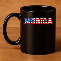 Limited Edition Murica Fourth of July USA Flag 11oz C Handle Ceramic Mug