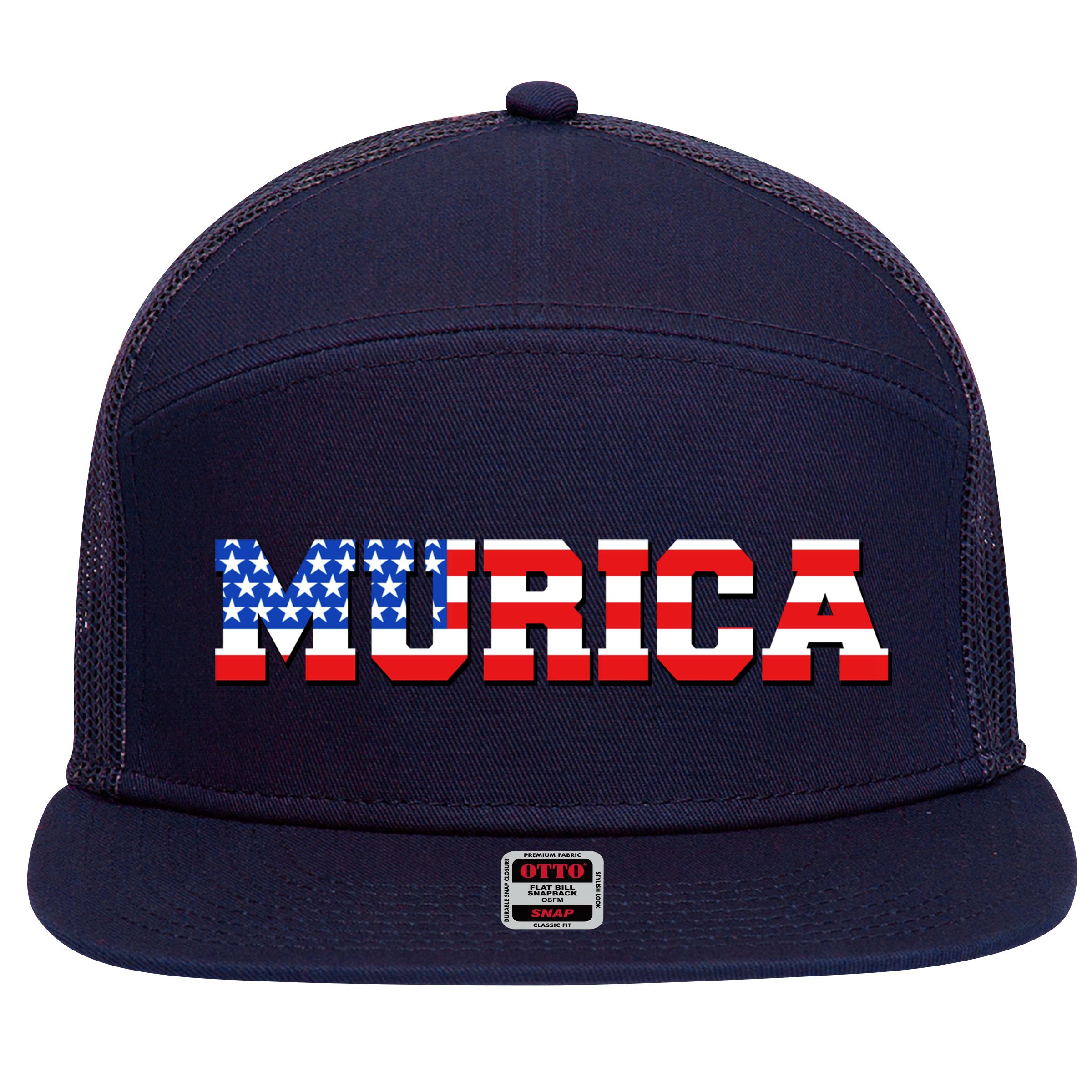 Limited Edition Murica Fourth of July USA Flag 7 Panel Mesh Trucker Snapback Hat