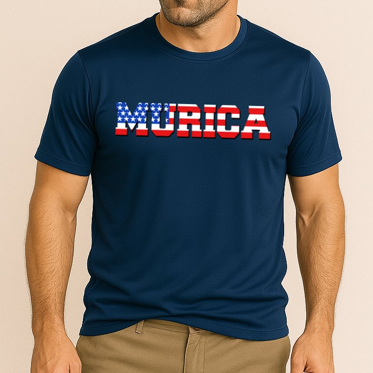 Limited Edition Murica Fourth of July USA Flag Cooling Performance Crew T-Shirt