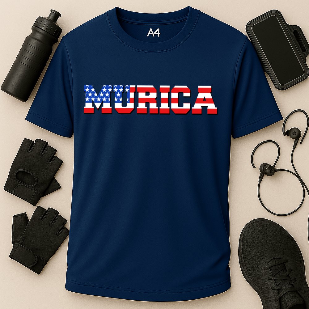 Limited Edition Murica Fourth of July USA Flag Cooling Performance Crew T-Shirt