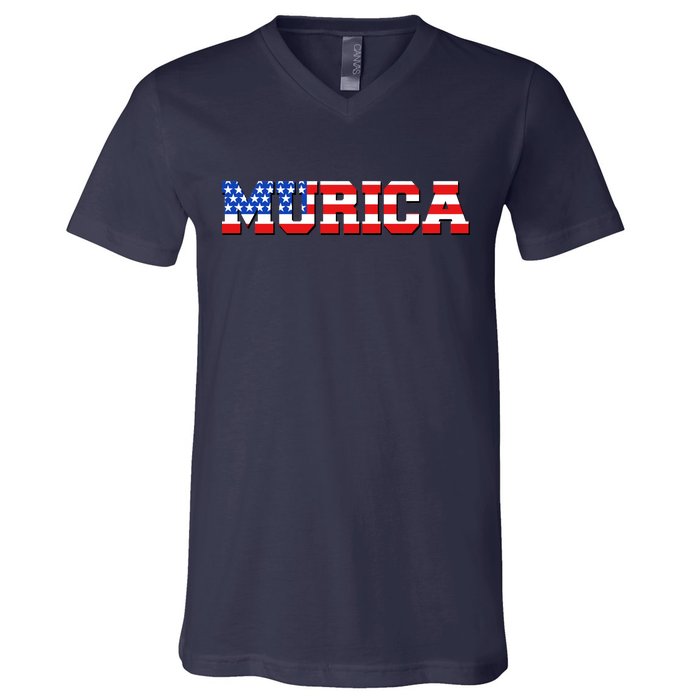 Limited Edition Murica Fourth of July USA Flag V-Neck T-Shirt