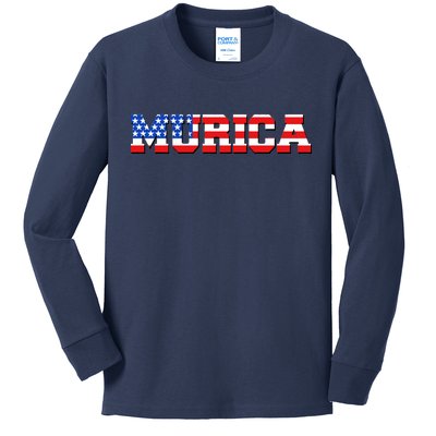 Limited Edition Murica Fourth of July USA Flag Kids Long Sleeve Shirt