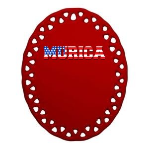 Limited Edition Murica Fourth of July USA Flag Ceramic Oval Ornament