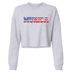 Limited Edition Murica Fourth of July USA Flag Cropped Pullover Crew