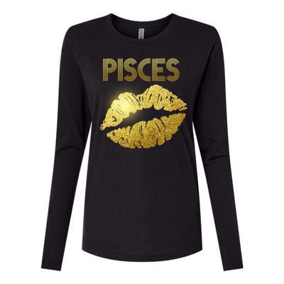 Limited Edition Pisces Zodiac Birthday Golden Lips Womens Cotton Relaxed Long Sleeve T-Shirt