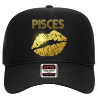 Limited Edition Pisces Zodiac Birthday Golden Lips High Crown Mesh Back Trucker Hat