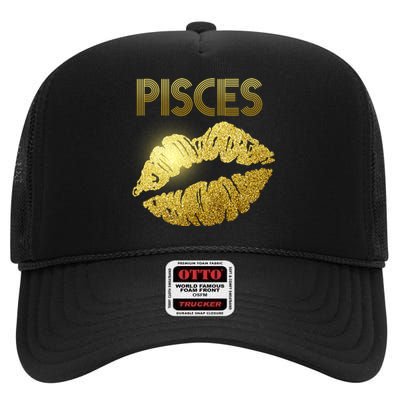 Limited Edition Pisces Zodiac Birthday Golden Lips High Crown Mesh Back Trucker Hat