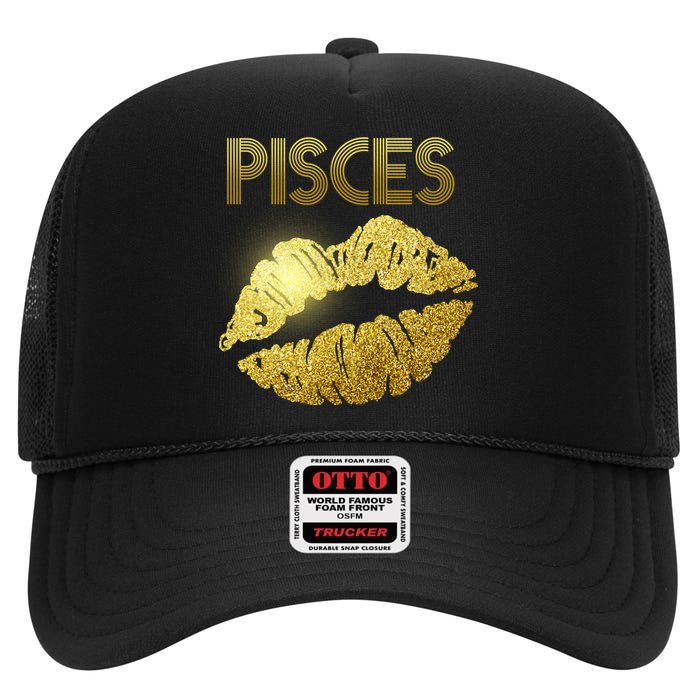 Limited Edition Pisces Zodiac Birthday Golden Lips High Crown Mesh Back Trucker Hat