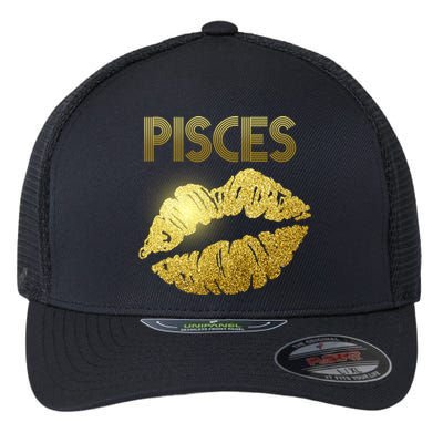 Limited Edition Pisces Zodiac Birthday Golden Lips Flexfit Unipanel Trucker Cap