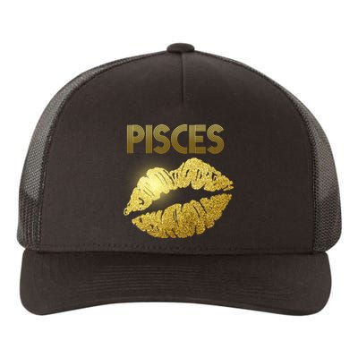 Limited Edition Pisces Zodiac Birthday Golden Lips Yupoong Adult 5-Panel Trucker Hat