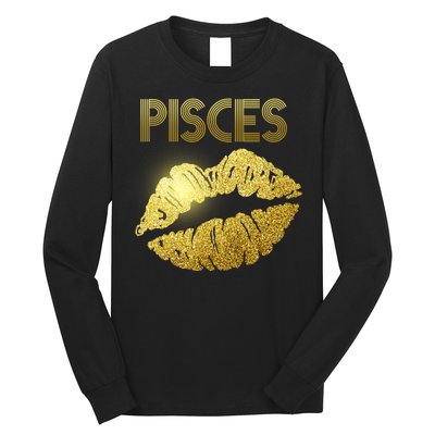 Limited Edition Pisces Zodiac Birthday Golden Lips Long Sleeve Shirt