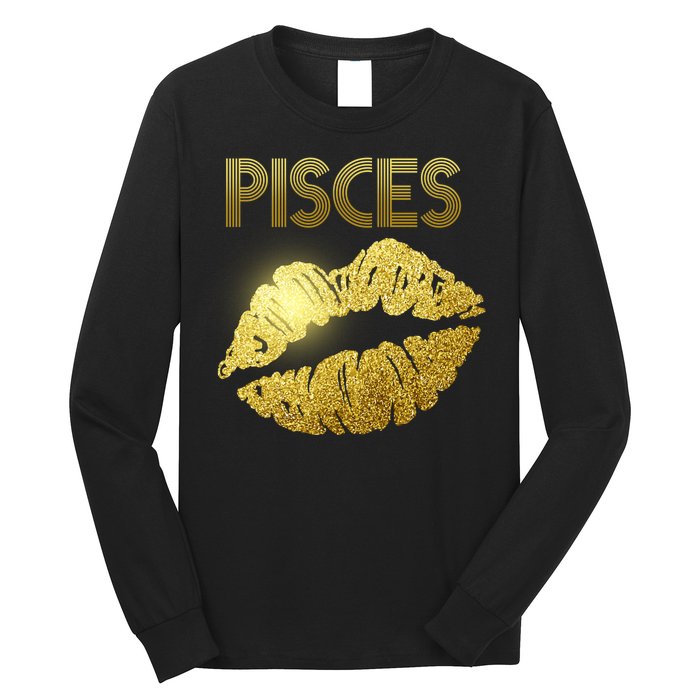 Limited Edition Pisces Zodiac Birthday Golden Lips Long Sleeve Shirt