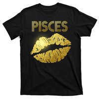 Limited Edition Pisces Zodiac Birthday Golden Lips T-Shirt