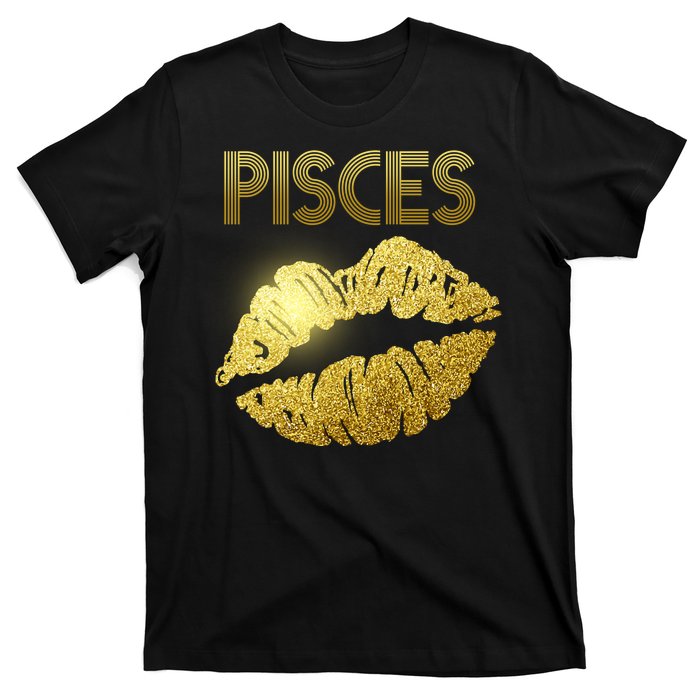 Limited Edition Pisces Zodiac Birthday Golden Lips T-Shirt