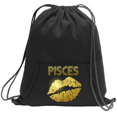 Limited Edition Pisces Zodiac Birthday Golden Lips Sweatshirt Cinch Pack Bag