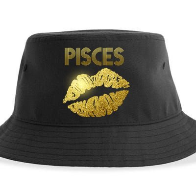 Limited Edition Pisces Zodiac Birthday Golden Lips Sustainable Bucket Hat