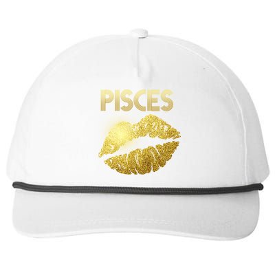 Limited Edition Pisces Zodiac Birthday Golden Lips Snapback Five-Panel Rope Hat