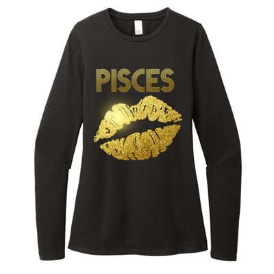 Limited Edition Pisces Zodiac Birthday Golden Lips Womens CVC Long Sleeve Shirt