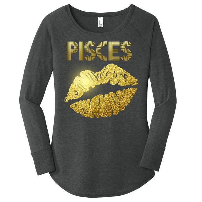 Limited Edition Pisces Zodiac Birthday Golden Lips Women's Perfect Tri Tunic Long Sleeve Shirt