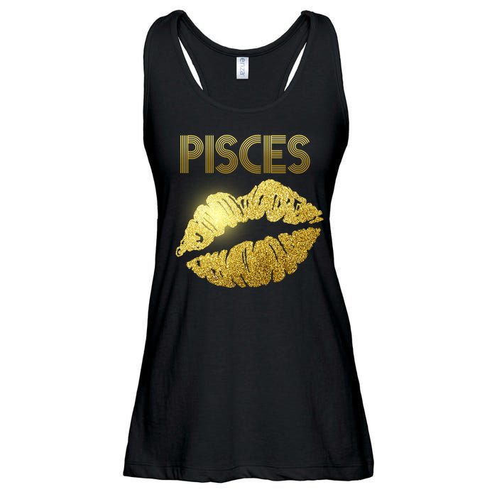 Limited Edition Pisces Zodiac Birthday Golden Lips Ladies Essential Flowy Tank