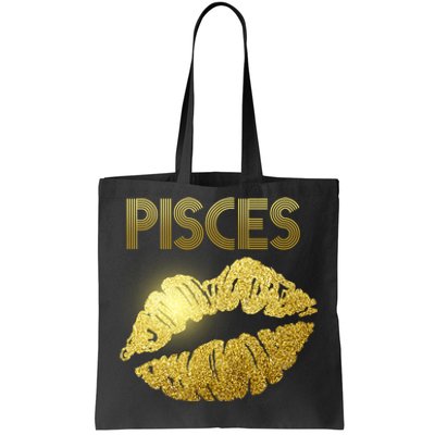 Limited Edition Pisces Zodiac Birthday Golden Lips Tote Bag