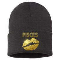 Limited Edition Pisces Zodiac Birthday Golden Lips Sustainable Knit Beanie