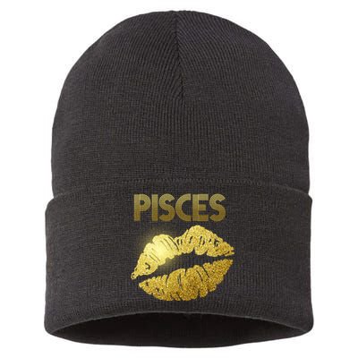 Limited Edition Pisces Zodiac Birthday Golden Lips Sustainable Knit Beanie