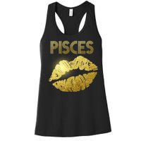 Limited Edition Pisces Zodiac Birthday Golden Lips Women's Racerback Tank