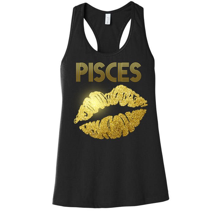 Limited Edition Pisces Zodiac Birthday Golden Lips Women's Racerback Tank