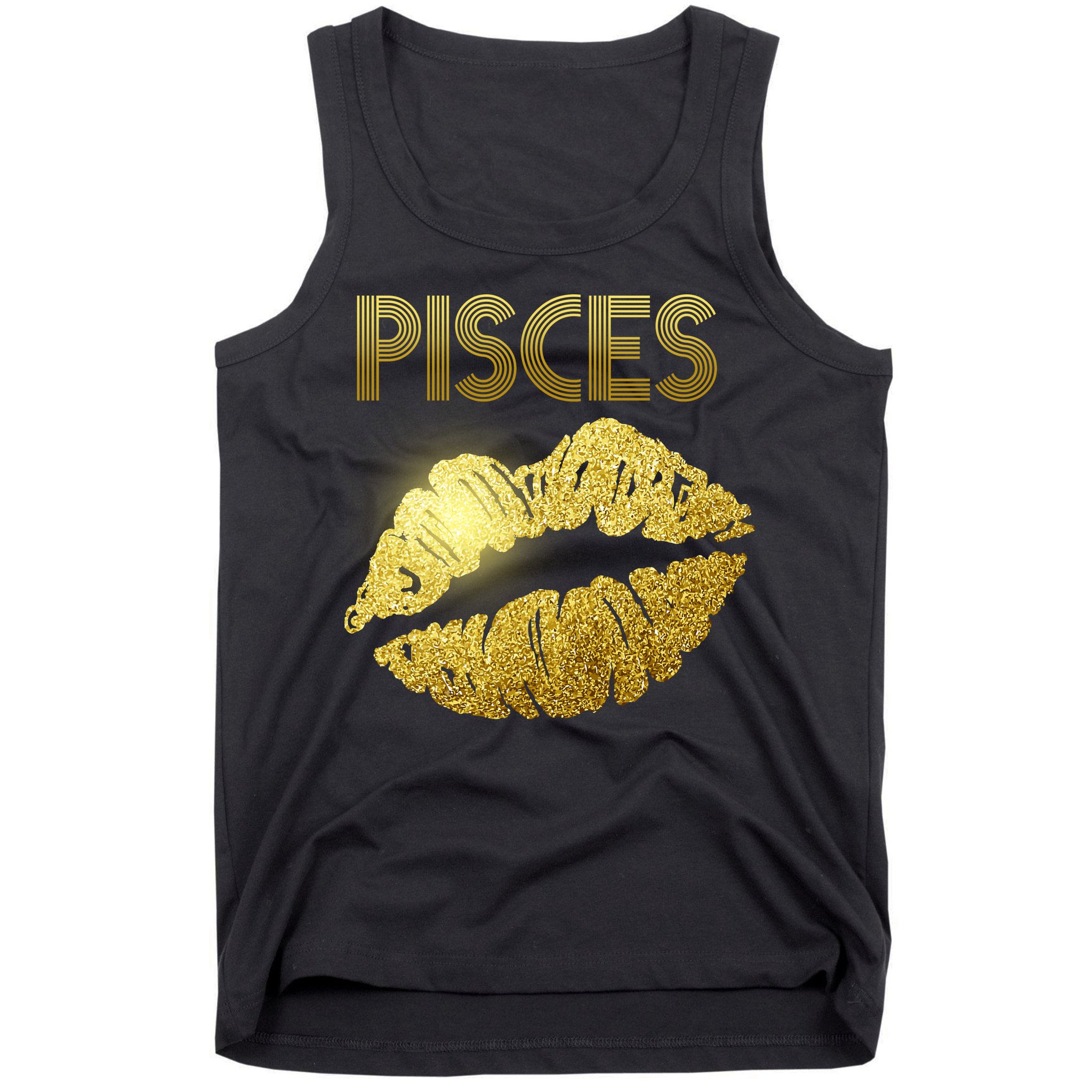 Limited Edition Pisces Zodiac Birthday Golden Lips Tank Top