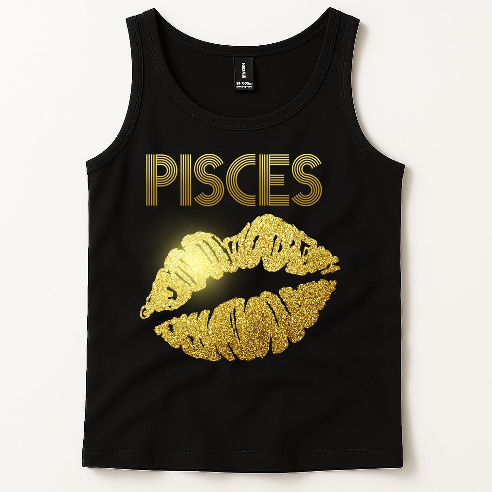 Limited Edition Pisces Zodiac Birthday Golden Lips Tank Top