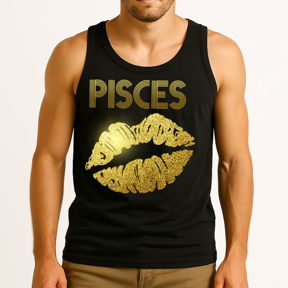 Limited Edition Pisces Zodiac Birthday Golden Lips Tank Top