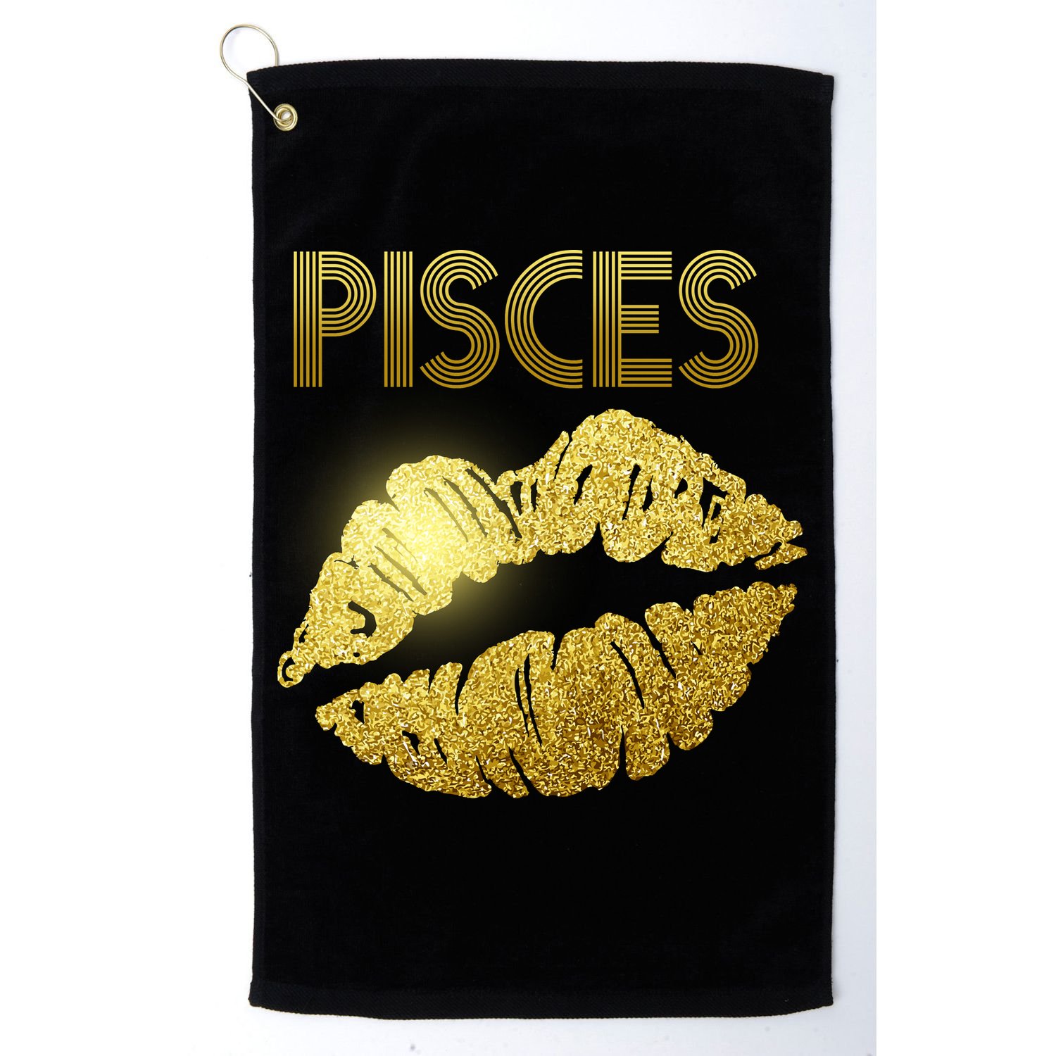 Limited Edition Pisces Zodiac Birthday Golden Lips Golf Towel