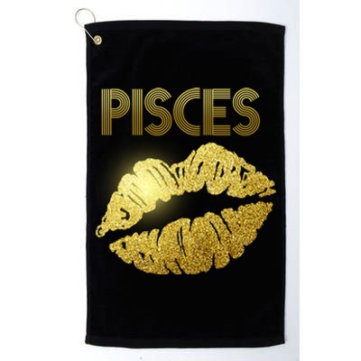 Limited Edition Pisces Zodiac Birthday Golden Lips Platinum Collection Golf Towel