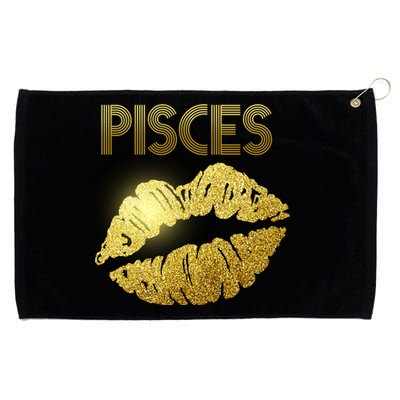 Limited Edition Pisces Zodiac Birthday Golden Lips Grommeted Golf Towel