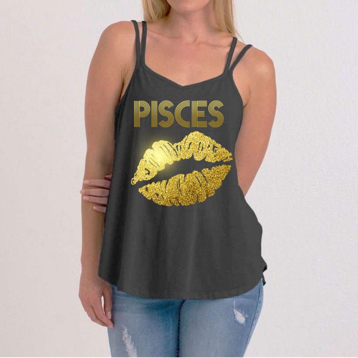 Limited Edition Pisces Zodiac Birthday Golden Lips Women's Strappy Tank