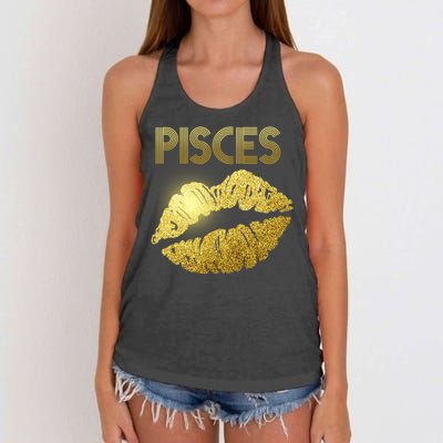 Limited Edition Pisces Zodiac Birthday Golden Lips Women's Knotted Racerback Tank