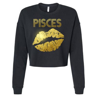 Limited Edition Pisces Zodiac Birthday Golden Lips Cropped Pullover Crew